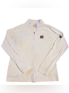 Womans Notre Dame Peter Millar Lost Dune White Long Sleeve Zip Up Golf